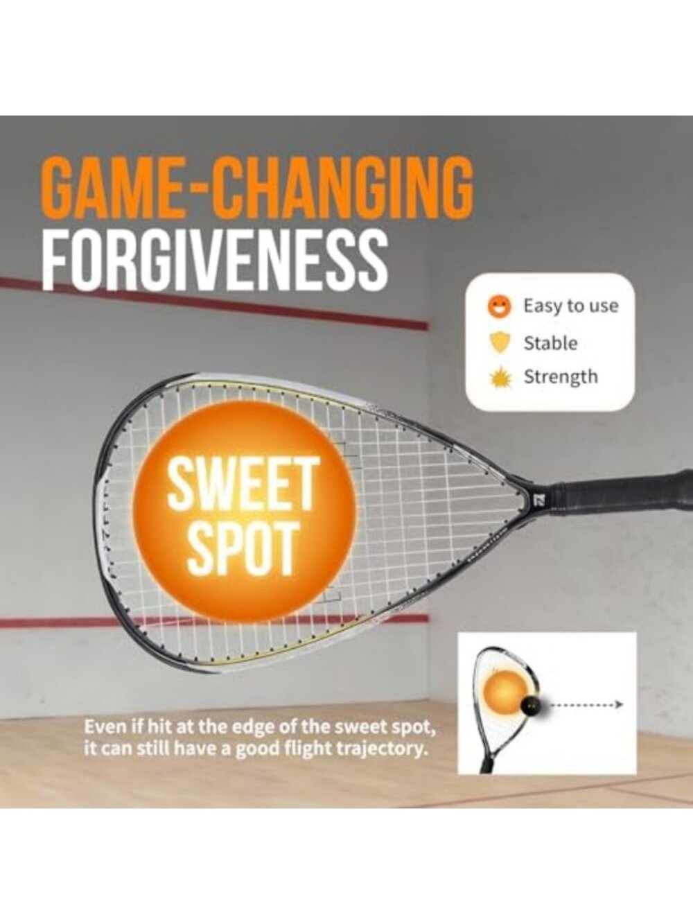 Lightweight Racquetball Racket with Cover - One-Piece Design for Control - Picture 4 of 7